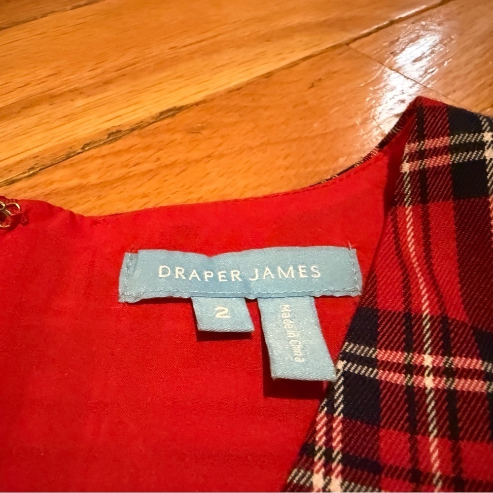 Draper James Angie Red Check/Plaid Ruffle Sleeve Shift Dress Women’s Size 2 - Picture 7 of 15